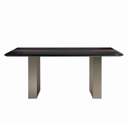 Mdf Kitchen Table with Solid Wood Insert Made in Italy - Tusco Viadurini