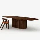 300 cm Glass Table with Metal Base, Made in Italy Design - Lunaria Viadurini