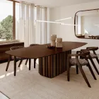 300 cm Glass Table with Metal Base, Made in Italy Design - Lunaria Viadurini