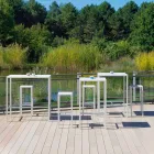 Outdoor Painted Metal Square Bar Table Made in Italy - Fada Viadurini