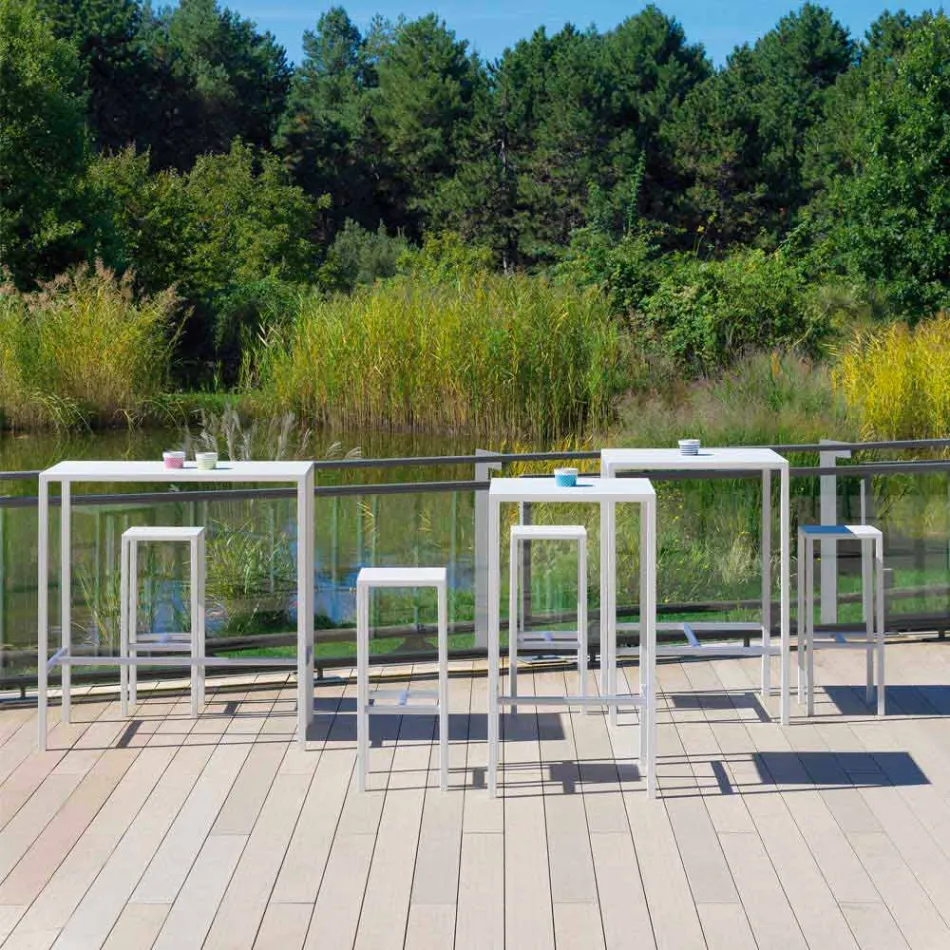 Outdoor Painted Metal Square Bar Table Made in Italy - Fada Viadurini