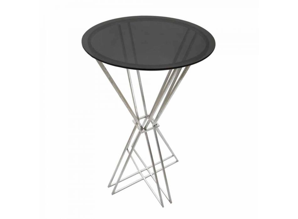 Modern Design Round Bar Table in Iron and Glass - Benita Viadurini