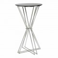 Modern Design Round Bar Table in Iron and Glass - Benita