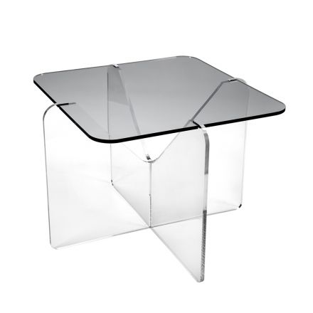 Design Coffee Table in Transparent or Smoked Plexiglass - Draco Viadurini