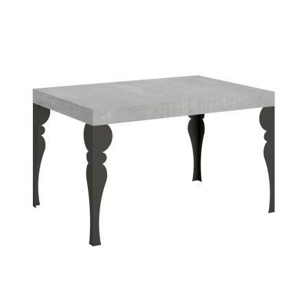 Extendable Kitchen Table in Anthracite Wood and Iron Made in Italy - Sassone Viadurini