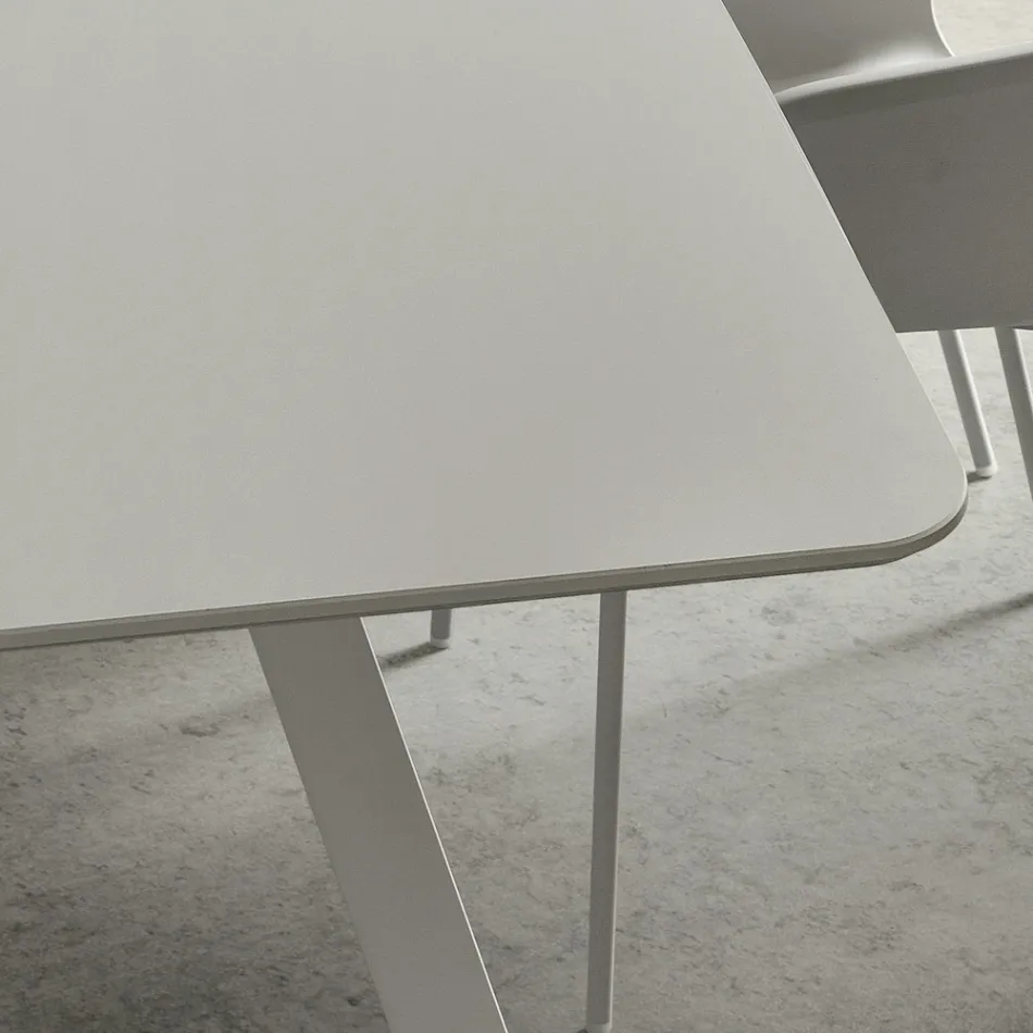 Kitchen Table with Barrel Top in Fenix Made in Italy, Luxury - Lingotto Viadurini