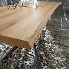 Kitchen Table with Debarked Oak Top Made in Italy - Carlino Viadurini
