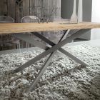 Kitchen Table with Debarked Oak Top Made in Italy - Carlino Viadurini