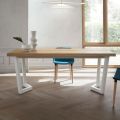 Fixed Metal Kitchen Table and Wooden Top Made in Italy - Bastiano