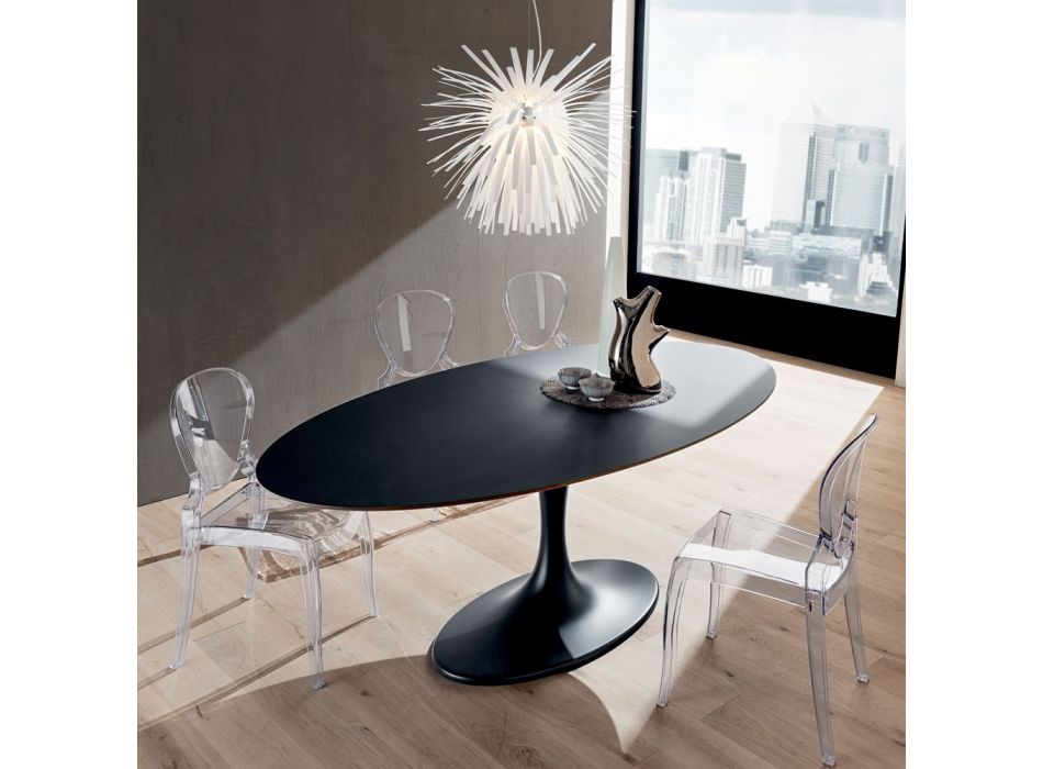 Kitchen Table in Fenix and Lacquered Synthetic Marble Made in Italy - Brontolo Viadurini