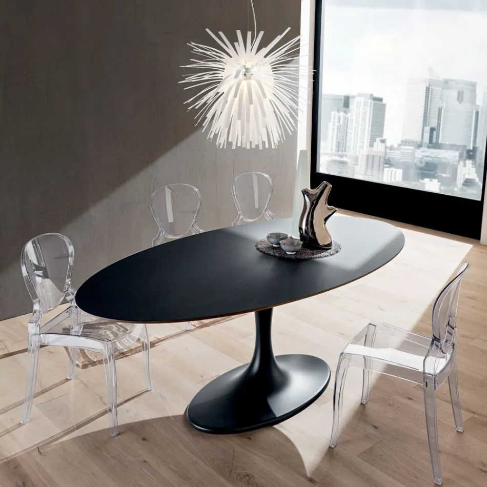 Kitchen Table in Fenix and Lacquered Synthetic Marble Made in Italy - Brontolo Viadurini