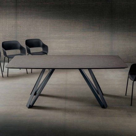 Hpl Kitchen Table with Anthracite Metal Base Made in Italy - Aresto Viadurini