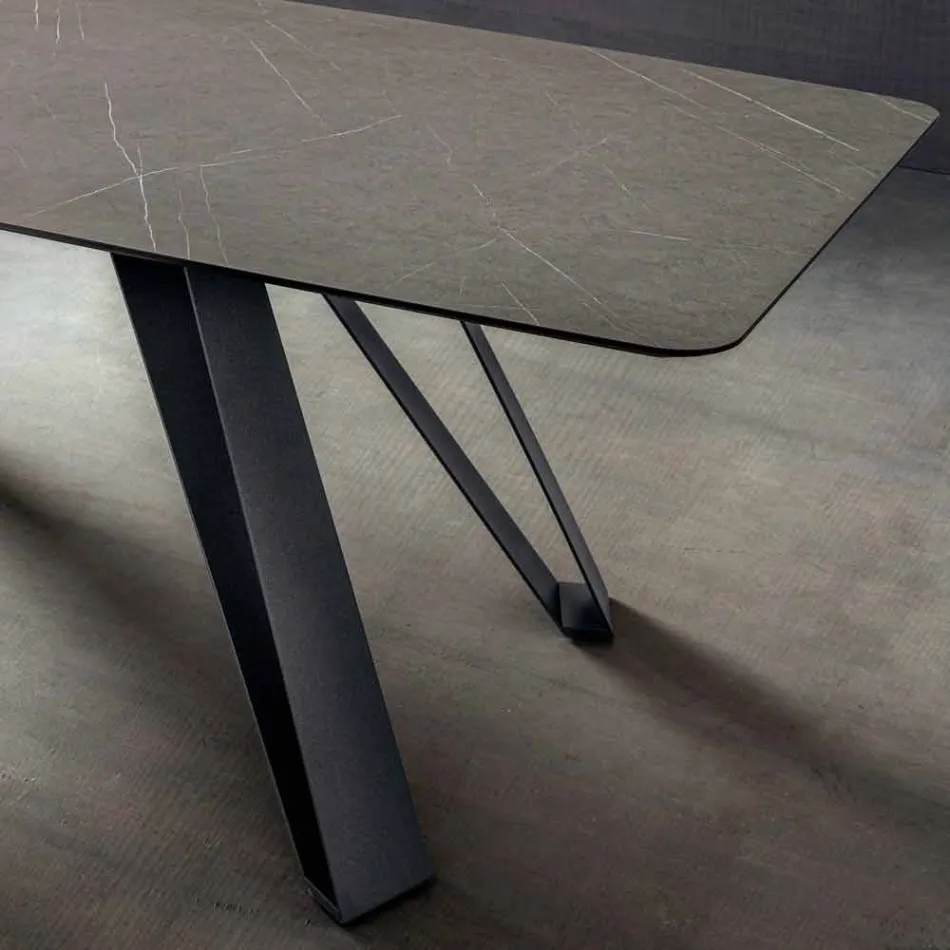 Hpl Kitchen Table with Anthracite Metal Base Made in Italy - Aresto Viadurini