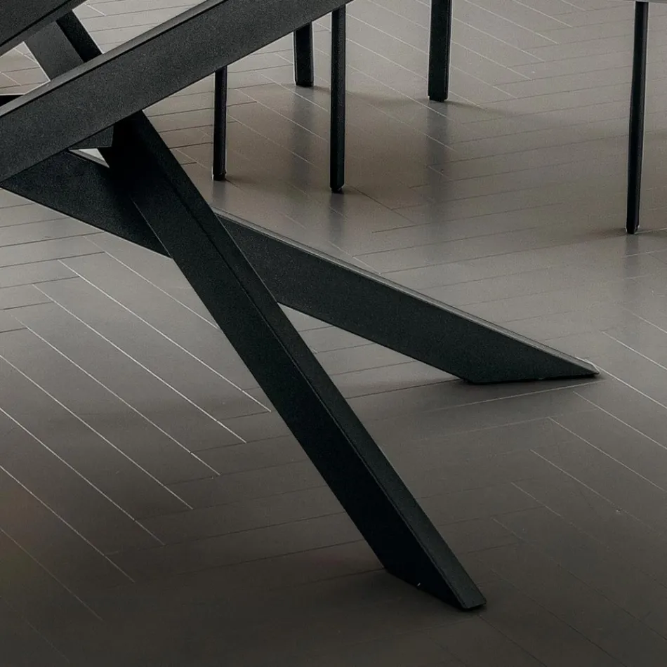 Kitchen Table in Laminam with Metal Structure Made in Italy - Carlino Viadurini