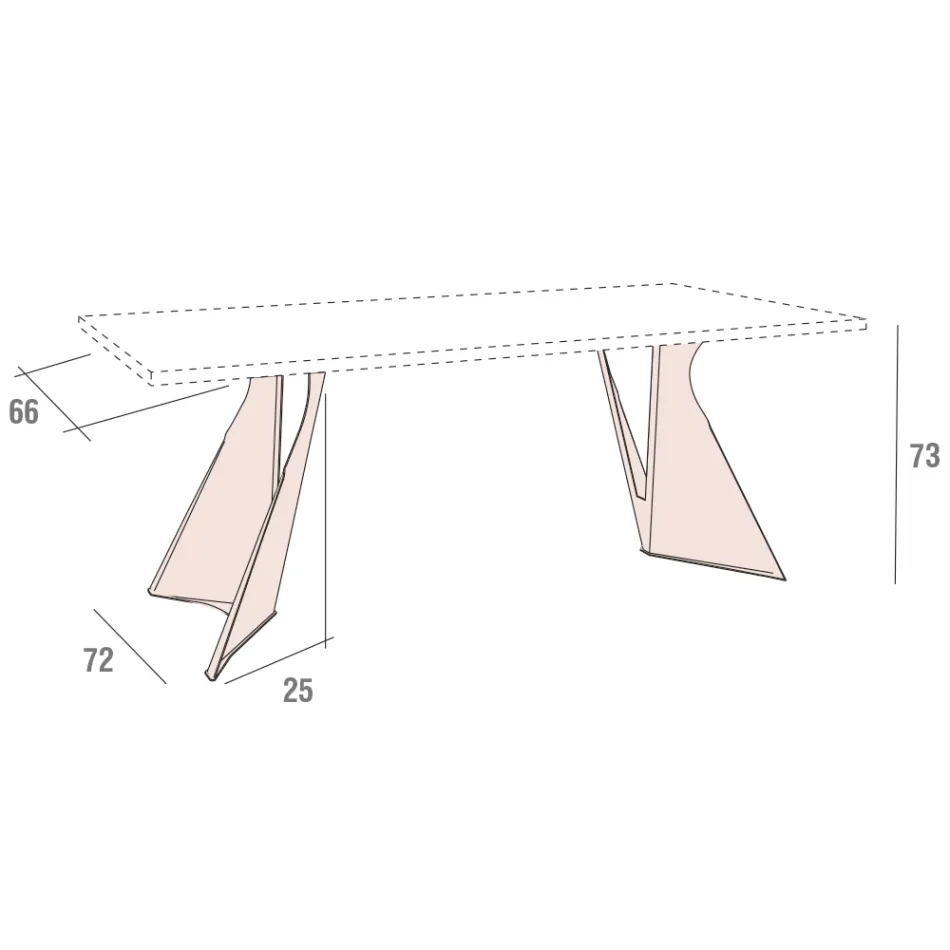 Kitchen Table in Wood and Metal Made in Italy, High Quality - Dotto Viadurini