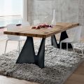 Kitchen Table in Wood and Metal Made in Italy, High Quality - Dotto