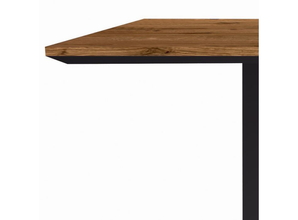 Solid Wood Kitchen Table and Iron Legs Made in Italy - Pegasus Viadurini