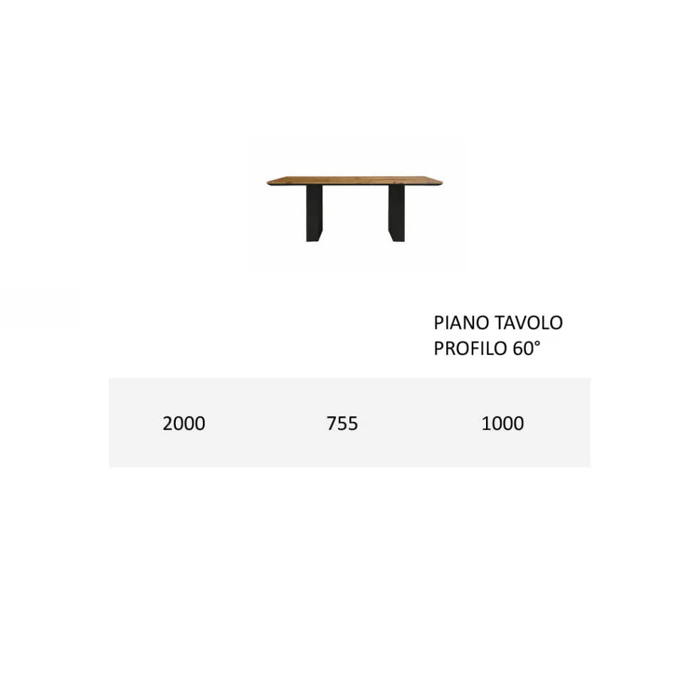 Kitchen Table in Solid Wood and Iron Legs Made in Italy - Pegasus Viadurini