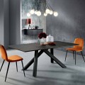Dining table in MDF wood and metal made in Italy, Wilmer