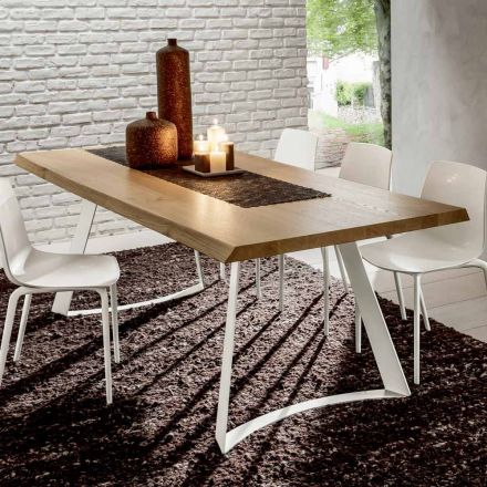 High Quality Debarked Wood Kitchen Table Made in Italy - Pinocchio Viadurini