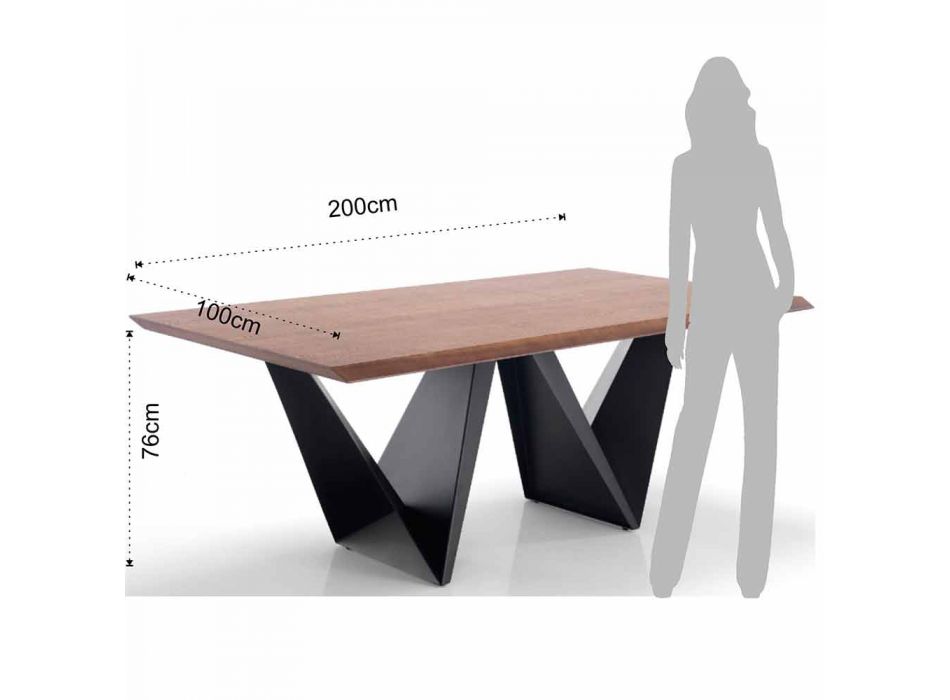 Modern Design Kitchen Table in MDF and Metal, Helene Viadurini