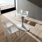 Luxury Kitchen Table in Tempered Glass and Marble Made in Italy - Brontolo Viadurini