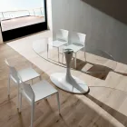 Luxury Kitchen Table in Tempered Glass and Marble Made in Italy - Brontolo Viadurini