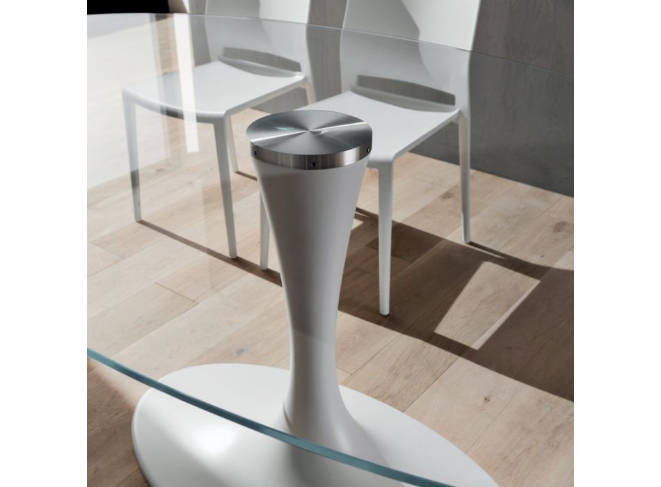 Luxury Kitchen Table in Tempered Glass and Marble Made in Italy - Brontolo Viadurini