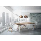 Modern Kitchen Table with MDF Top and Glass Base, Joey Viadurini