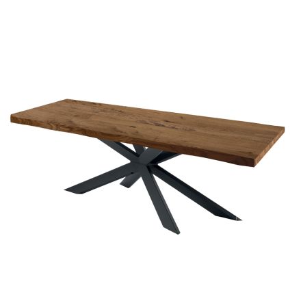Modern Kitchen Table in Veneered Wood and Steel Made in Italy - Grotta Viadurini