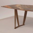 Rectangular Kitchen Table in Shade by Caravaggio Marble and Metal - Naruto Viadurini