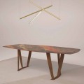 Luxury Rectangular Table in Ombra Marble by Caravaggio and Metal - Naruto