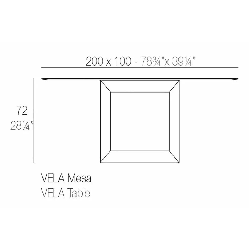 Outdoor table 200x100 cm Vela by Vondom, in polyethylene resin Viadurini