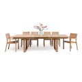 Extendable Outdoor Table with Teak Chairs and Armchairs - Marie