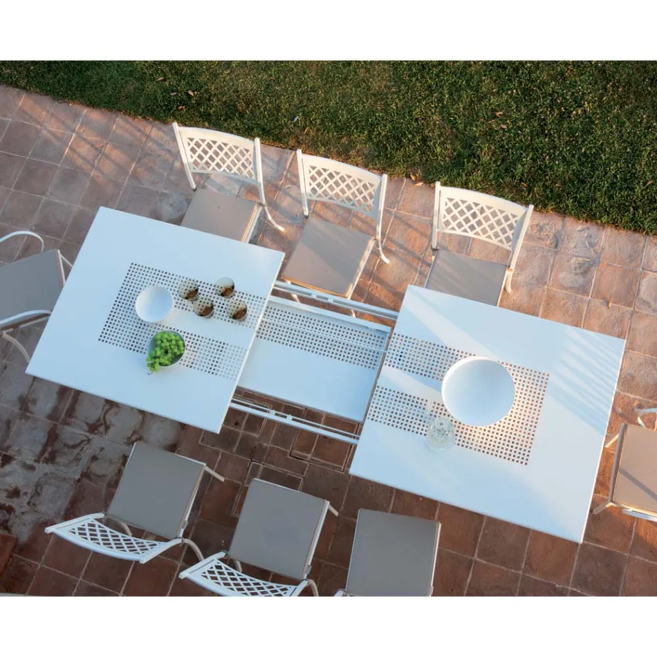 Extendable Outdoor Table Up to 320 cm in Galvanized Steel Made in Italy - Pearl Viadurini