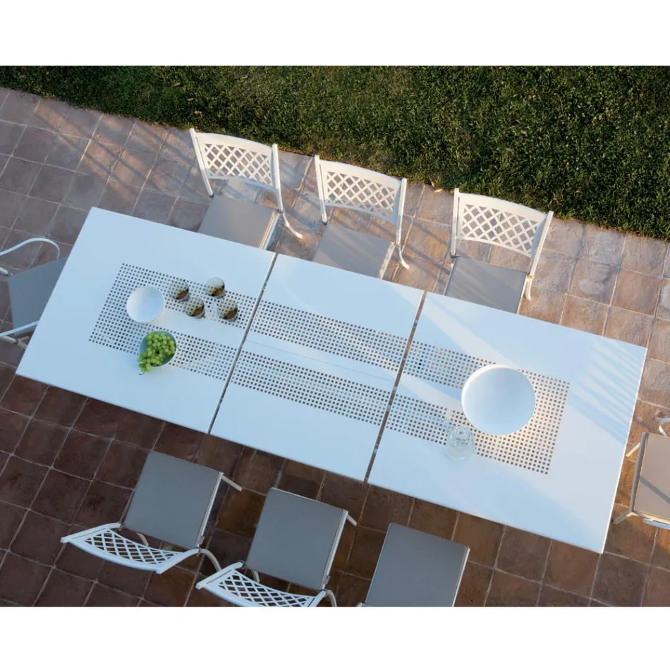 Extendable Outdoor Table Up to 320 cm in Galvanized Steel Made in Italy - Pearl Viadurini