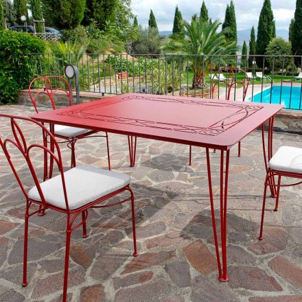 Artisan Outdoor Table in Painted Iron Made in Italy - Zagato Viadurini