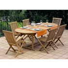 Outdoor Table with 2 Armchairs and 4 Teak Chairs - Yggdrasil Viadurini