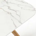 Outdoor Table with Wooden Base and Calacatta Oro Ceramic Top - Infinity Viadurini