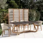 Outdoor Table with Wooden Base and Domus Red Ceramic Top - Infinity Viadurini