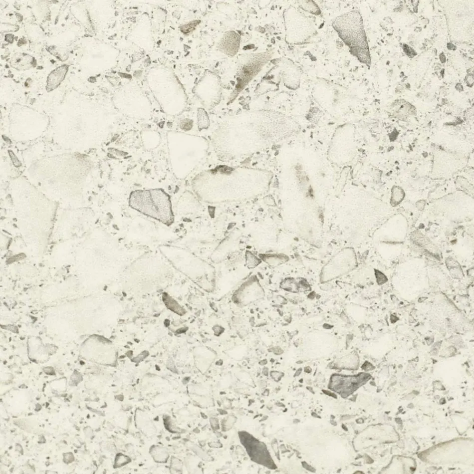 Outdoor Table with Wooden Base and Terrazzo White Ceramic Top - Infinity Viadurini