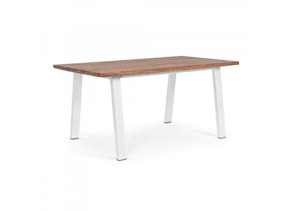 Outdoor Table with Acacia Wood Top and Steel Base - Sunny Viadurini