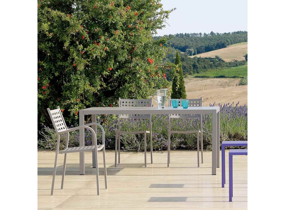 Rectangular Galvanized Steel Outdoor Table Made in Italy - Azul Viadurini