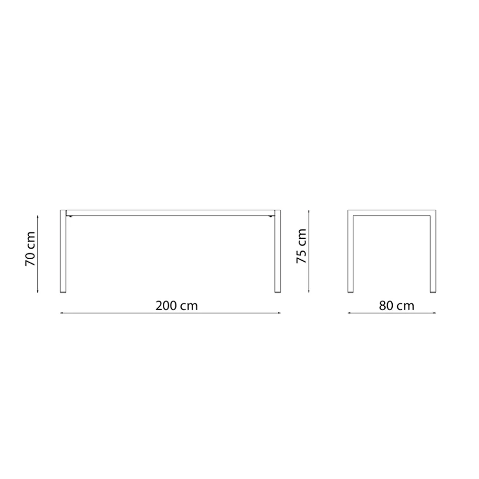 Rectangular Galvanized Steel Outdoor Table Made in Italy - Azul Viadurini