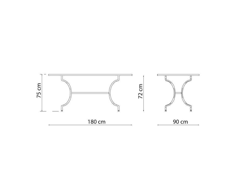 Rectangular Galvanized Steel Outdoor Table Made in Italy - Sibo Viadurini