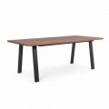 Outdoor Table in Acacia Wood with Legs in Painted Steel - Sheldon