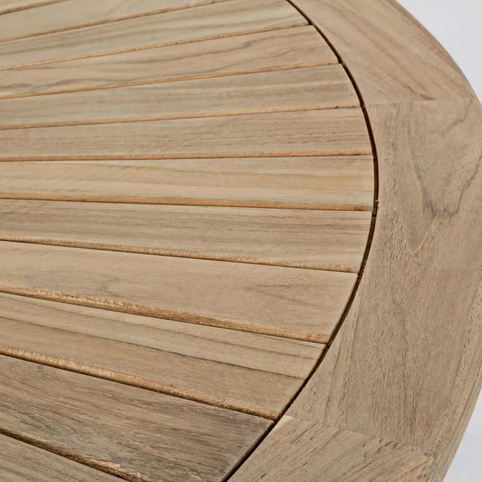 Outdoor Teak Table with Swivel Central Top, Homemotion - Dimitris Viadurini