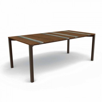 Casilda Talenti modern outdoor table in wood and stainless steel 200x100