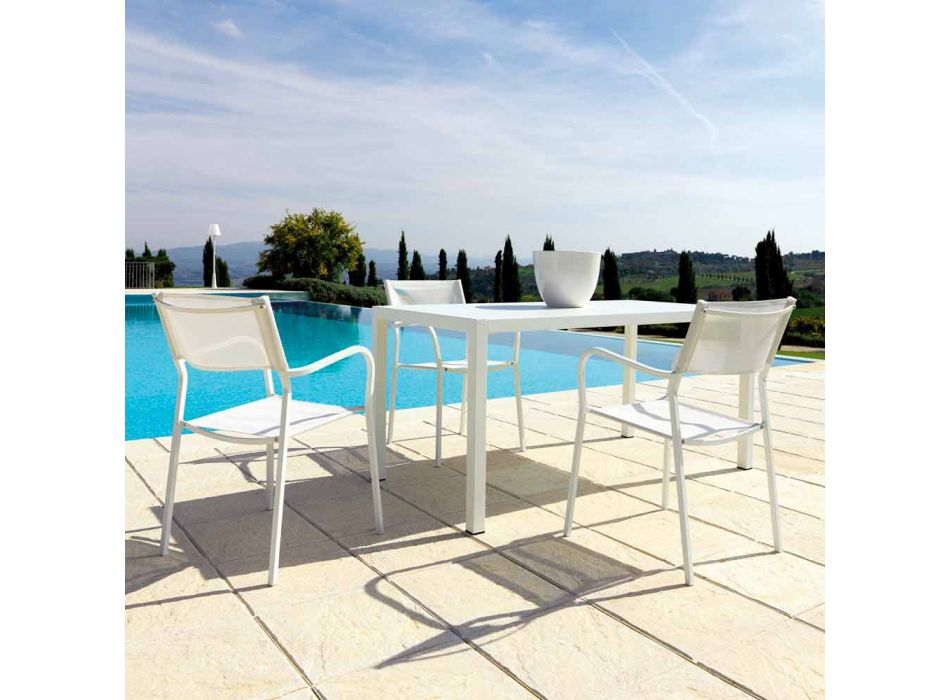 Self-Leveling Rectangular Metal Outdoor Table Made in Italy - Binda Viadurini