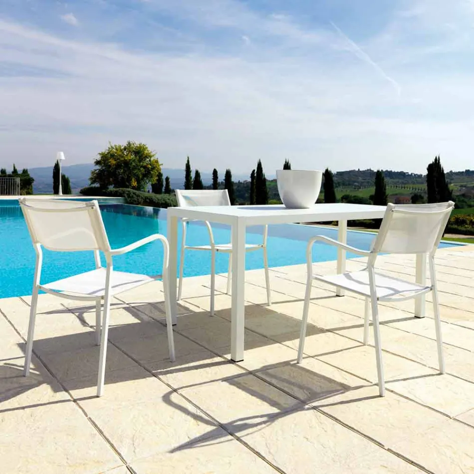 Self-Leveling Rectangular Metal Outdoor Table Made in Italy - Binda Viadurini